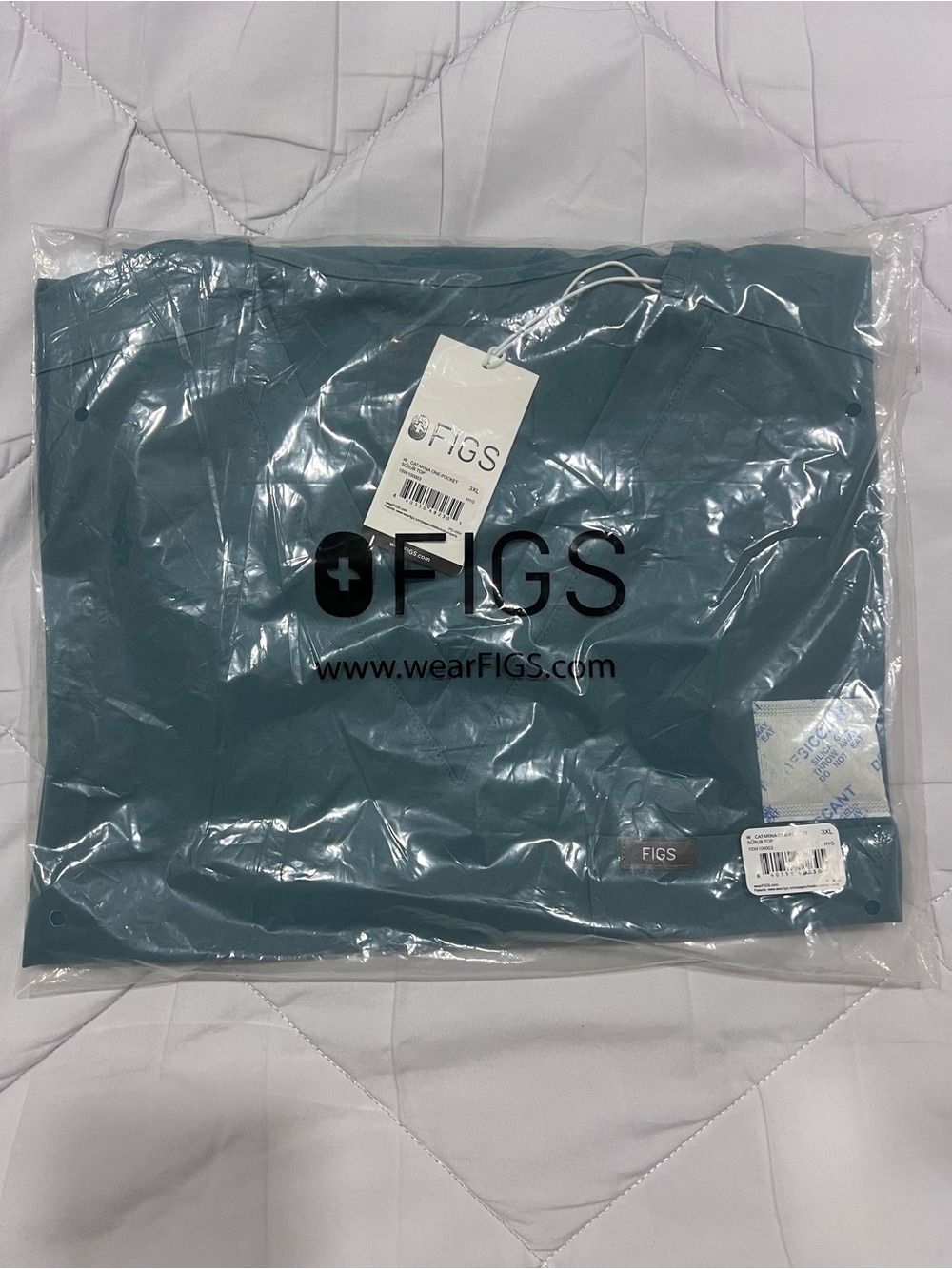 Figs Teal V-Neck Medical Scrub Top